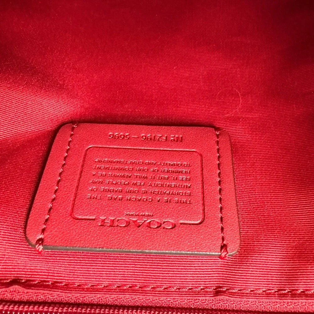Coach Brown Signature Canvas Tote with Red Trim - Picture 4 of 10
